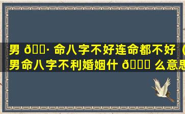男 🌷 命八字不好连命都不好（男命八字不利婚姻什 🐅 么意思）